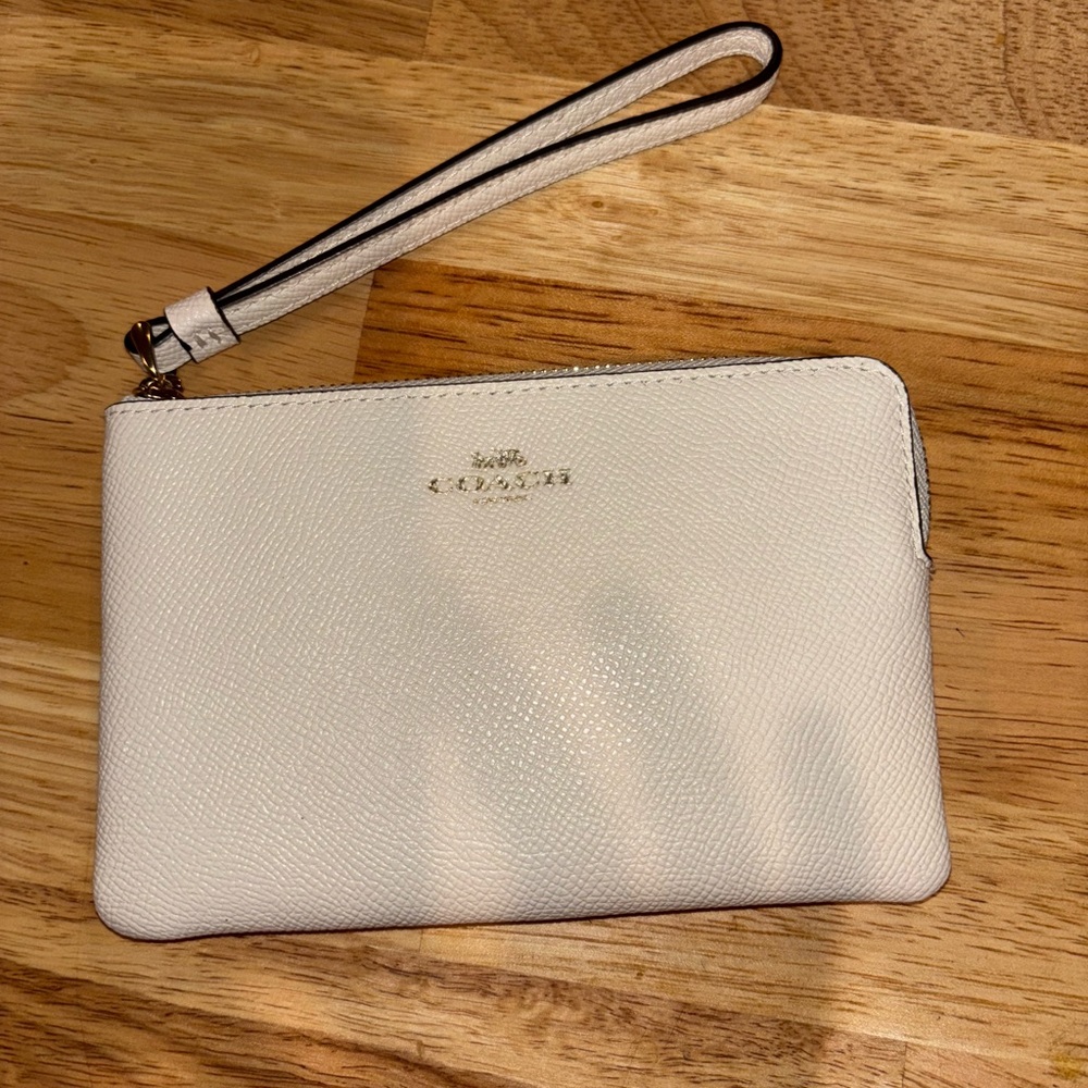 Coach White and Gold wristlet